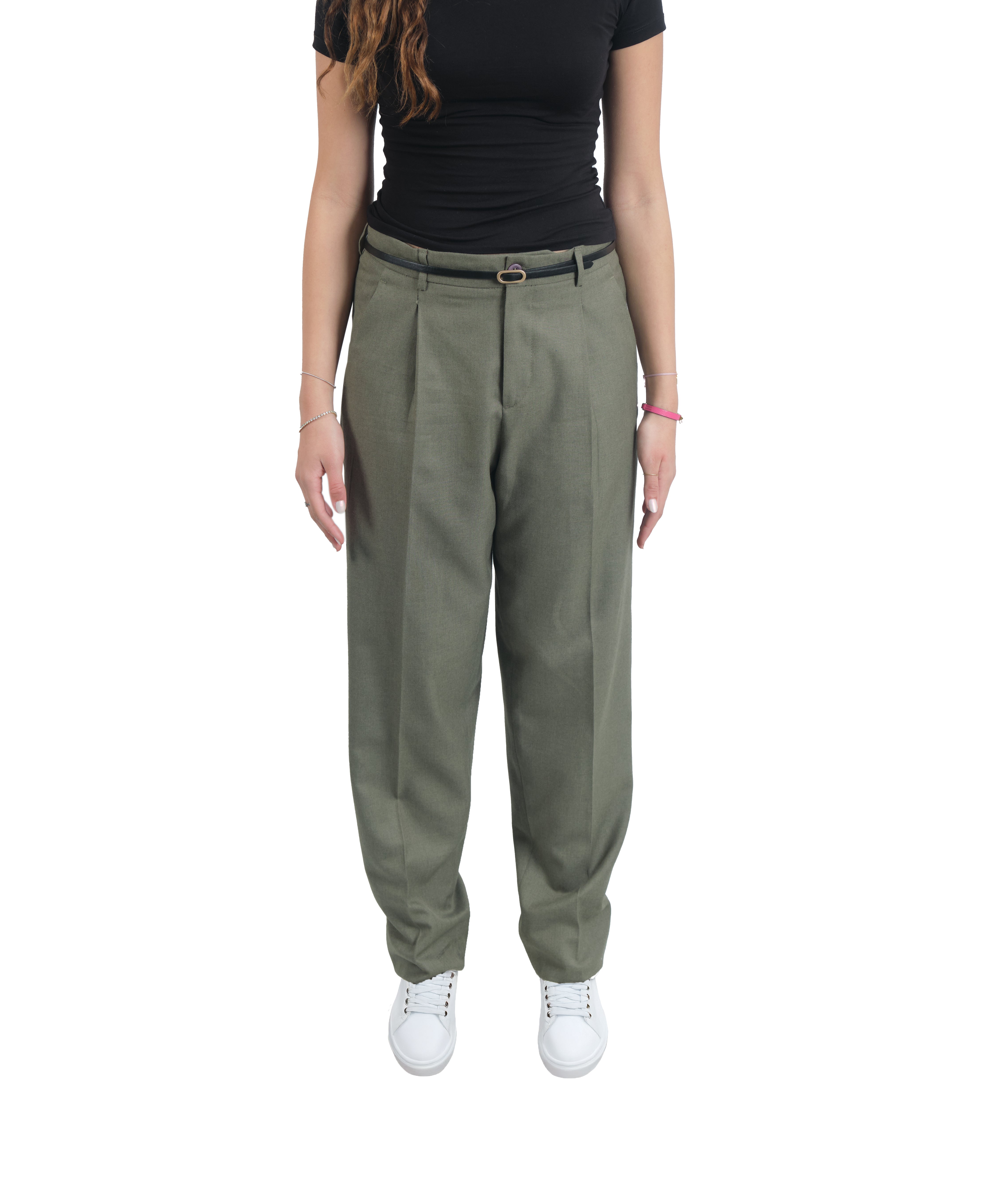 Olive Pleated Trousers