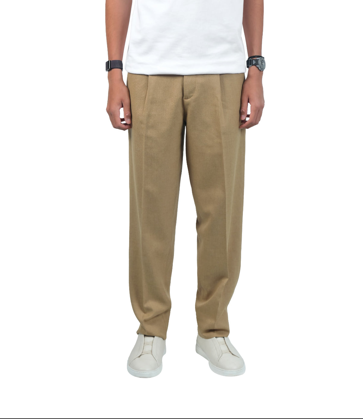 Beige Pleated Trousers