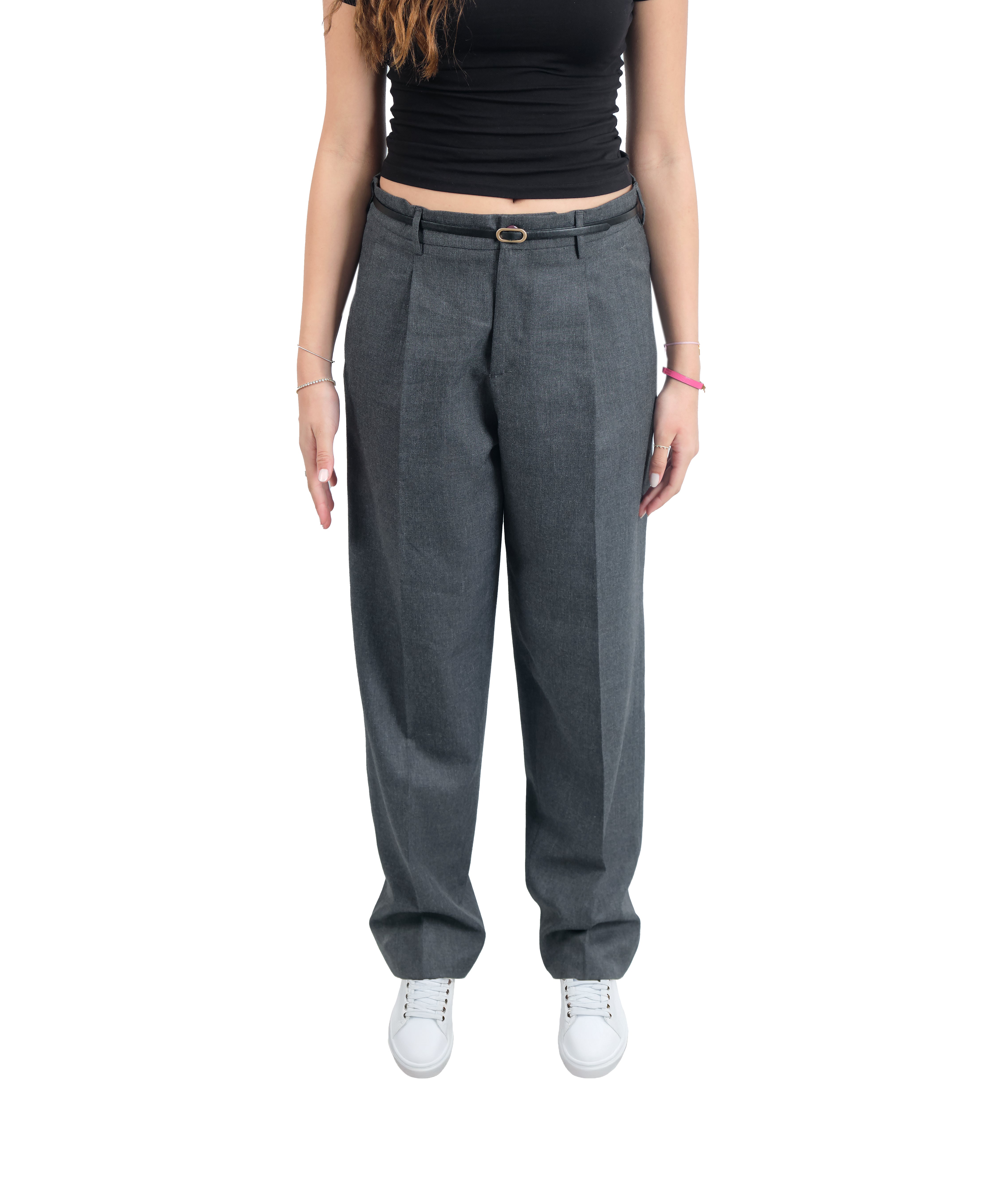 Grey Pleated Trousers