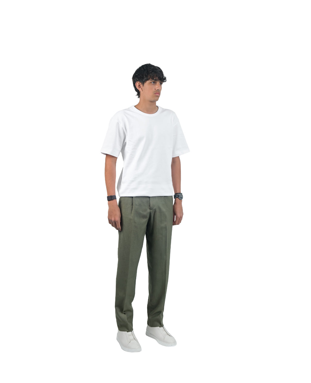 Olive Pleated Trousers