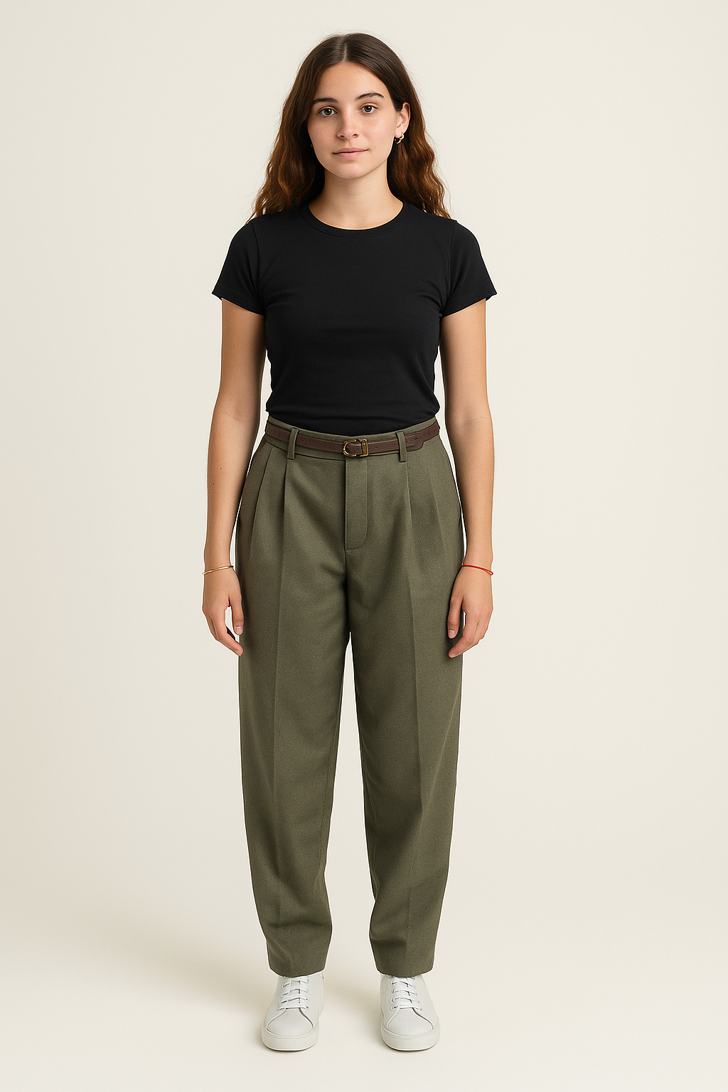 Olive Pleated Trousers