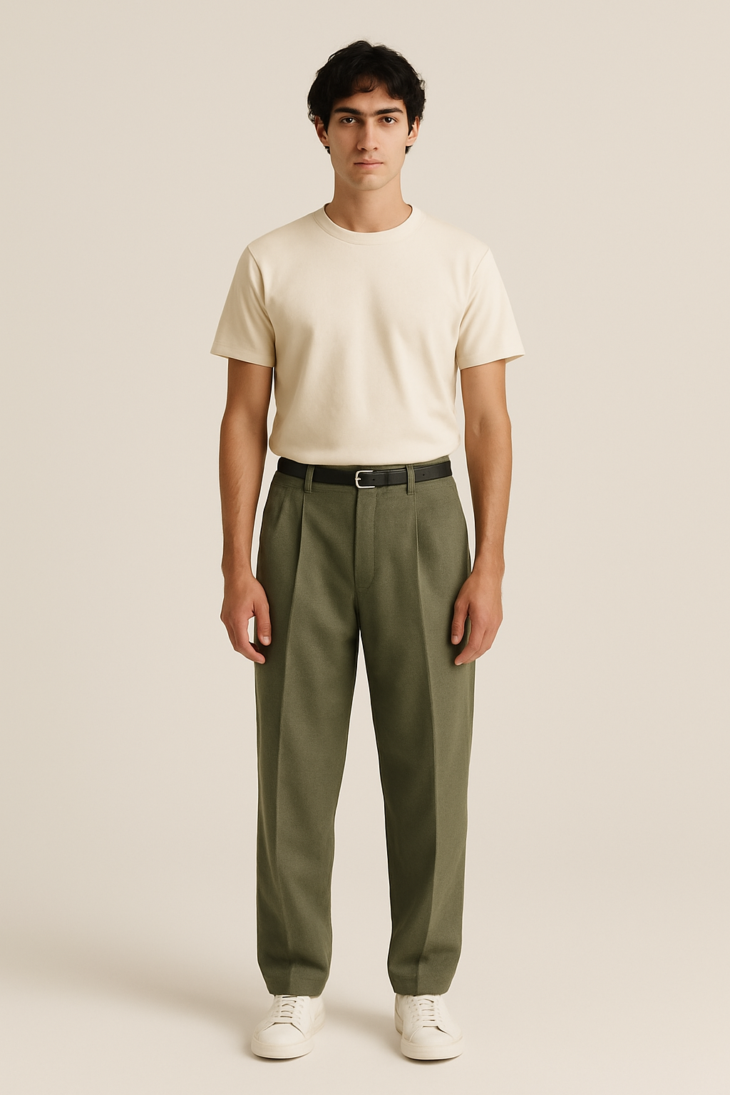 Olive Pleated Trousers